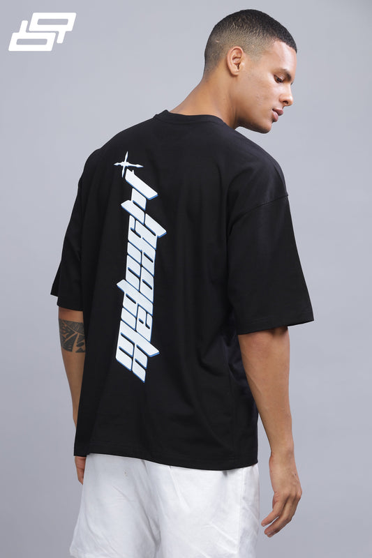 Midnight Melody | Clean Black with White Unisex Oversized T-Shirt